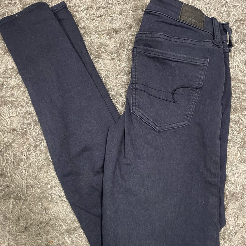 American Eagle High Rise Navy Super Soft Skinny Jean Jegging